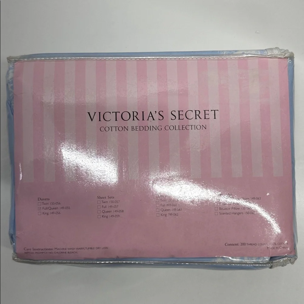 Victoria Secret Duvet Cover Feather Print Blue White Size Full / Queen New